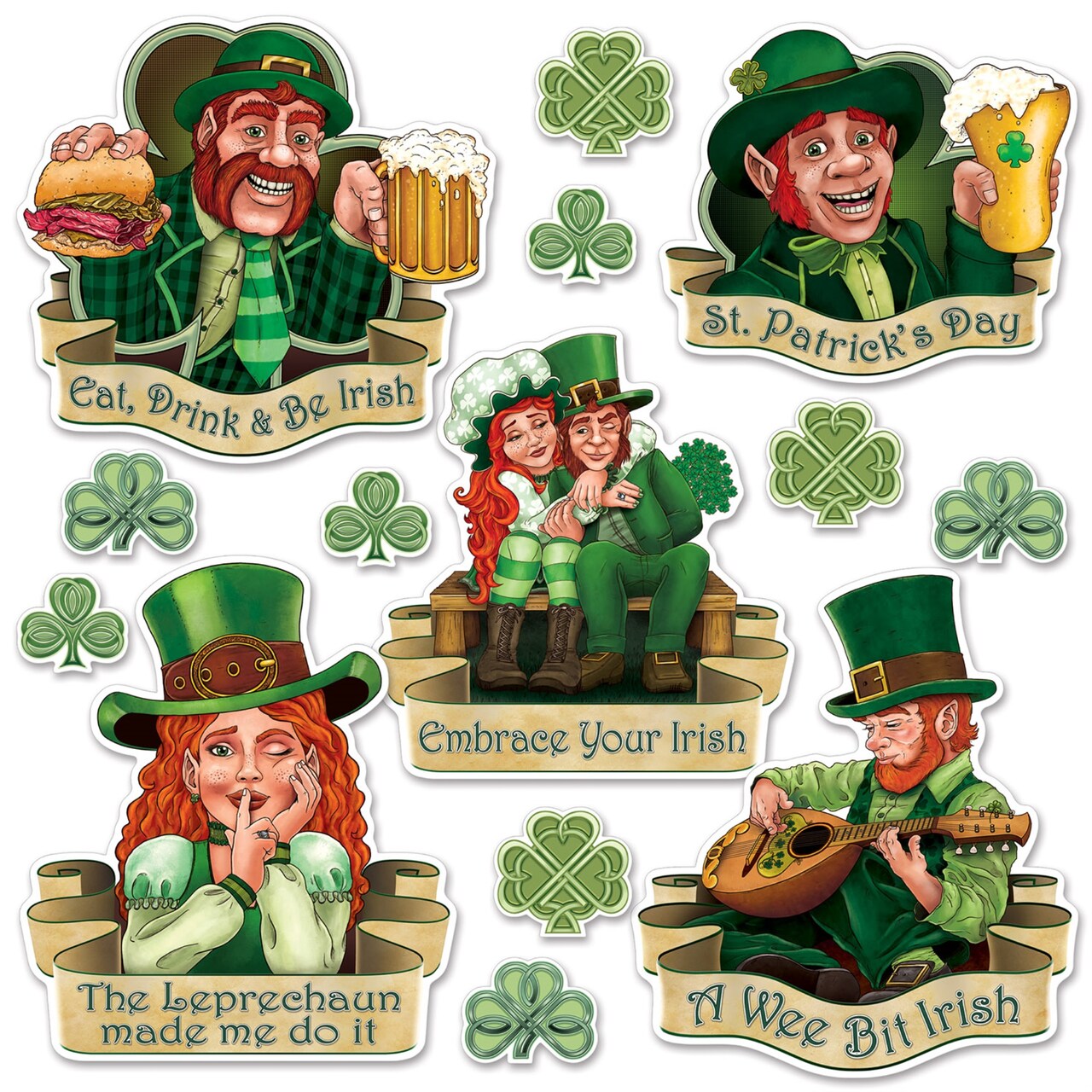 St Patricks Day Cutouts, (Pack of 12)